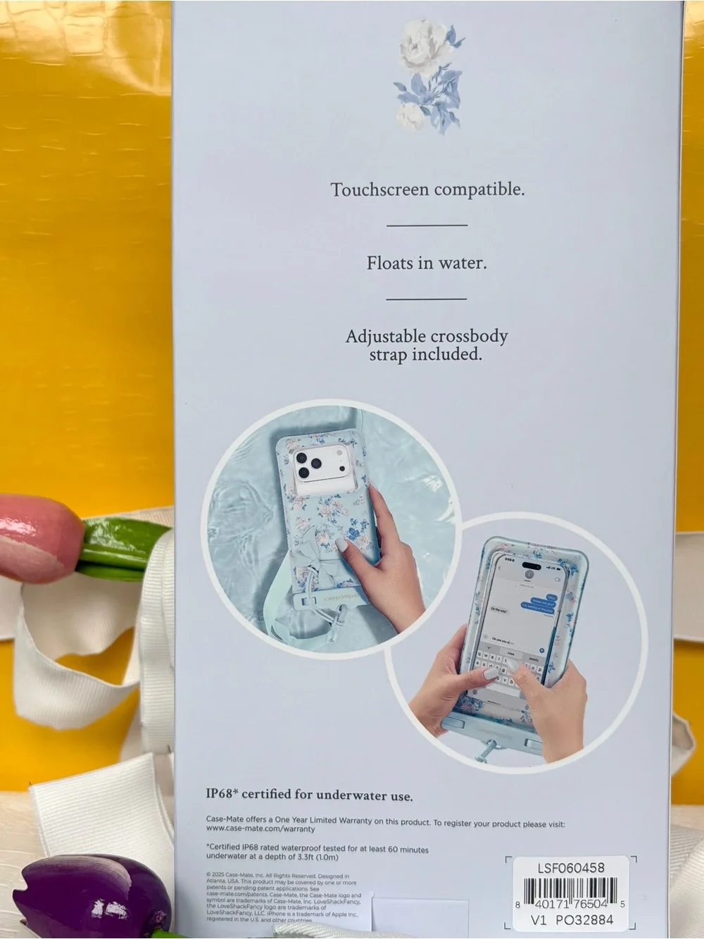 Love Shack Fancy Light Blue Floral Waterproof Phone Pouch